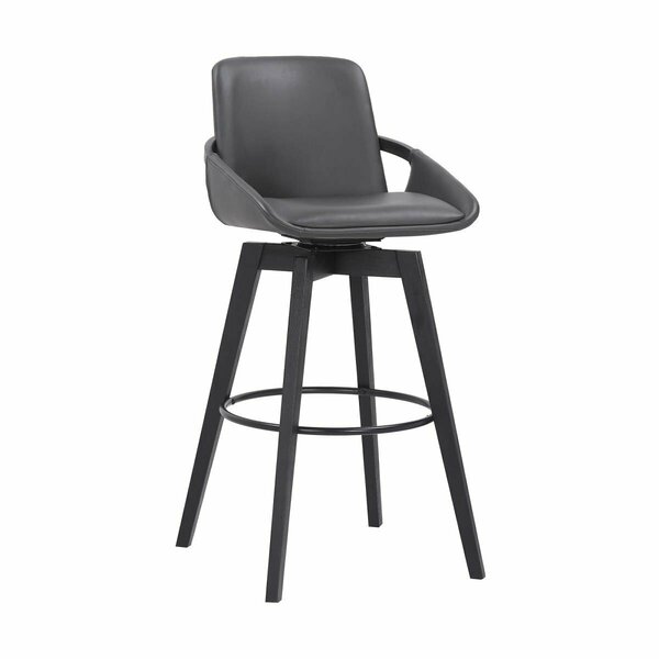 Seatsolutions Baylor Swivel Wood Bar & Counter Stool in Faux Leather Gray SE2756386